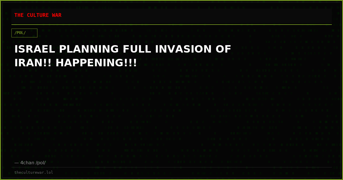 ISRAEL PLANNING FULL INVASION OF IRAN!! HAPPENING!!!