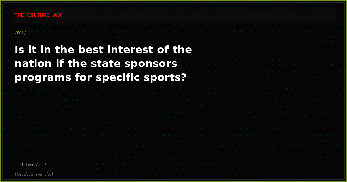 Is it in the best interest of the nation if the state sponsors programs for specific sports?
