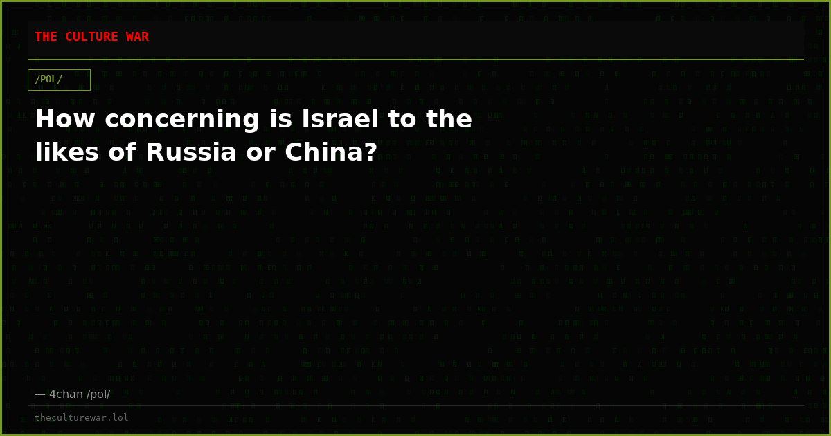 How concerning is Israel to the likes of Russia or China?