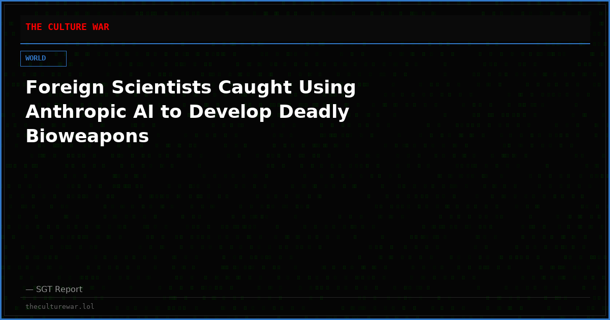 Foreign Scientists Caught Using Anthropic AI to Develop Deadly Bioweapons