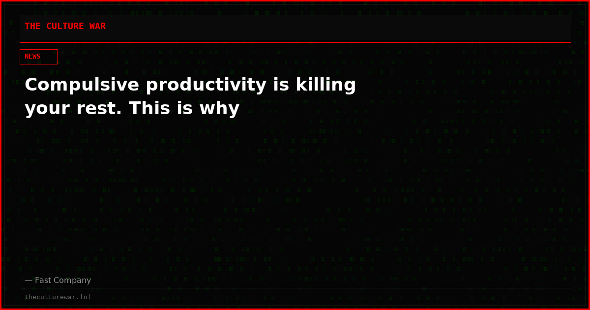 Compulsive productivity is killing your rest. This is why