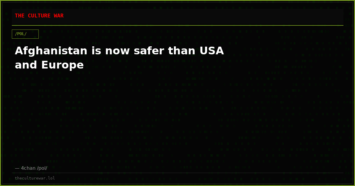 Afghanistan is now safer than USA and Europe