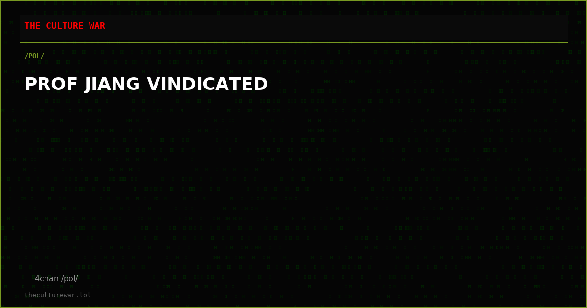 PROF JIANG VINDICATED