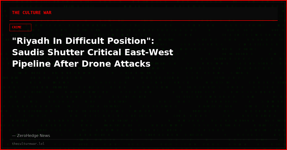 "Riyadh In Difficult Position": Saudis Shutter Critical East-West Pipeline After Drone Attacks