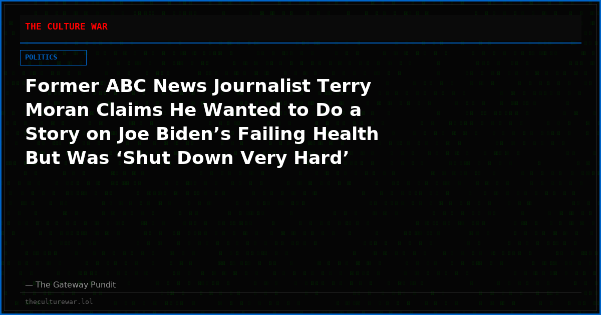 Former ABC News Journalist Terry Moran Claims He Wanted to Do a Story on Joe Biden’s Failing Health But Was ‘Shut Down Very Hard’ (VIDEO)