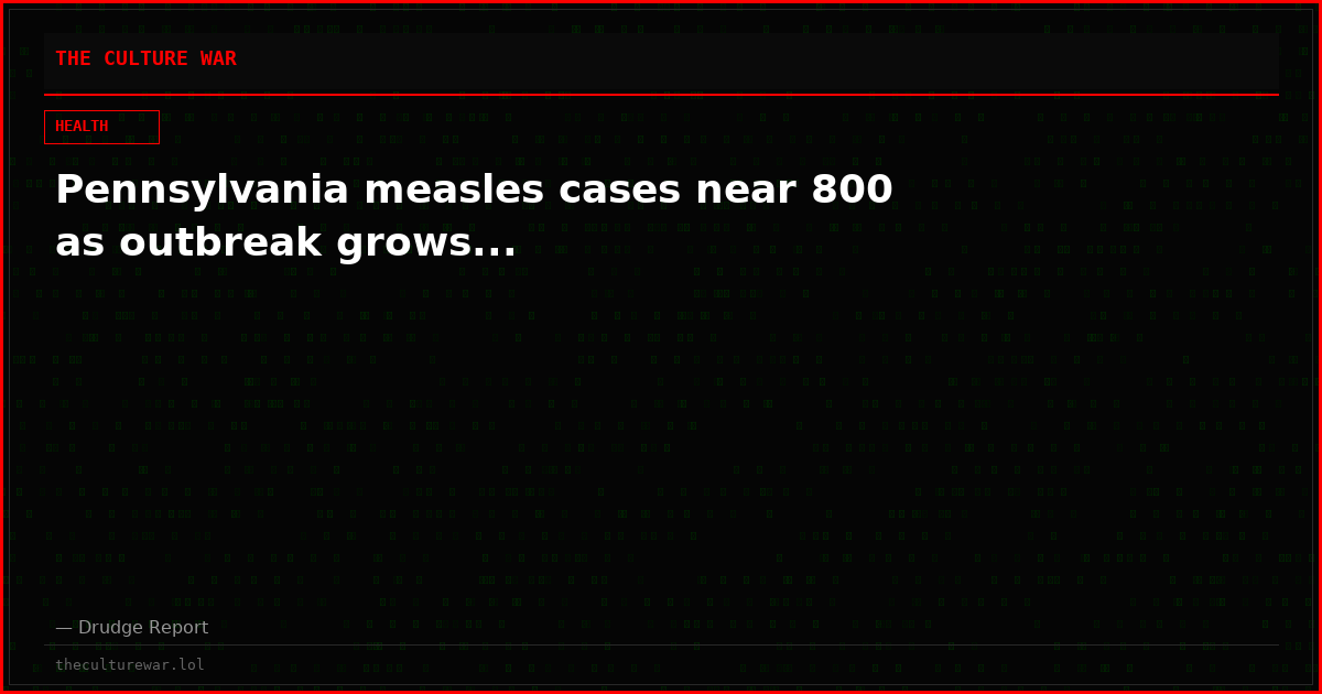 Pennsylvania measles cases near 800 as outbreak grows...