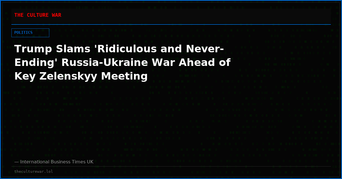 Trump Slams 'Ridiculous and Never-Ending' Russia-Ukraine War Ahead of Key Zelenskyy Meeting