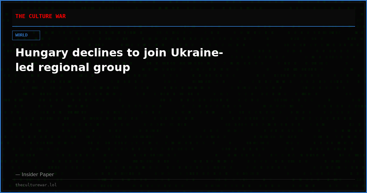 Hungary declines to join Ukraine-led regional group