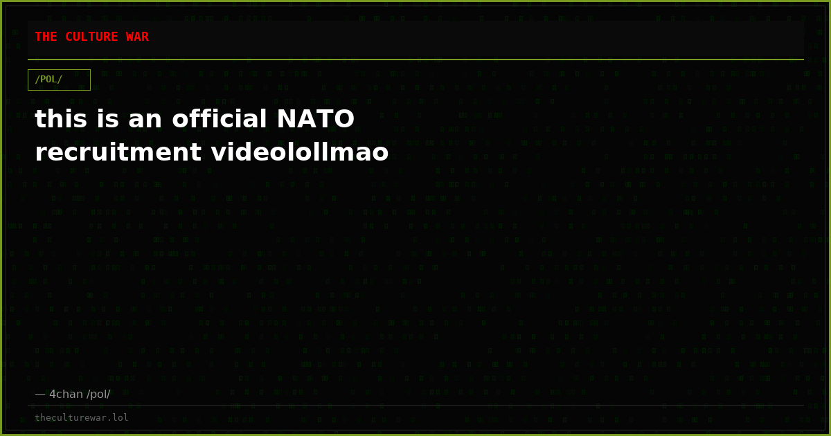 this is an official NATO recruitment videolollmao
