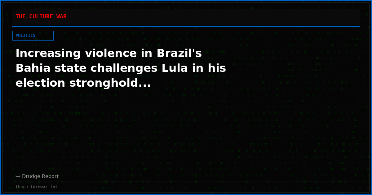 Increasing violence in Brazil's Bahia state challenges Lula in his election stronghold...