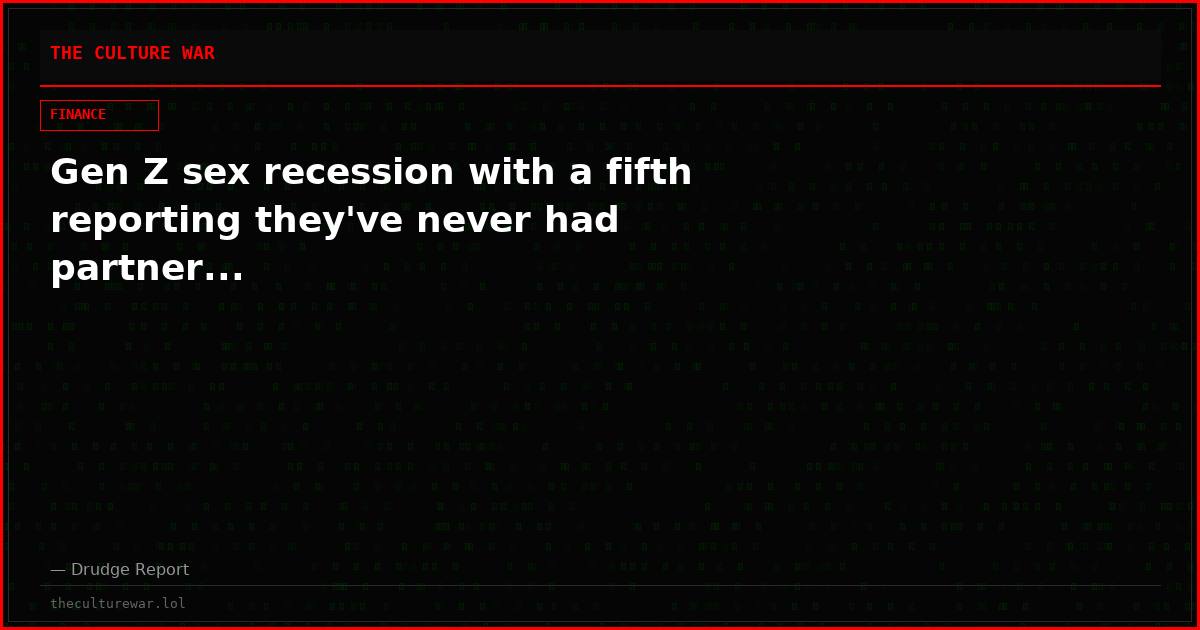 Gen Z sex recession with a fifth reporting they've never had partner...
