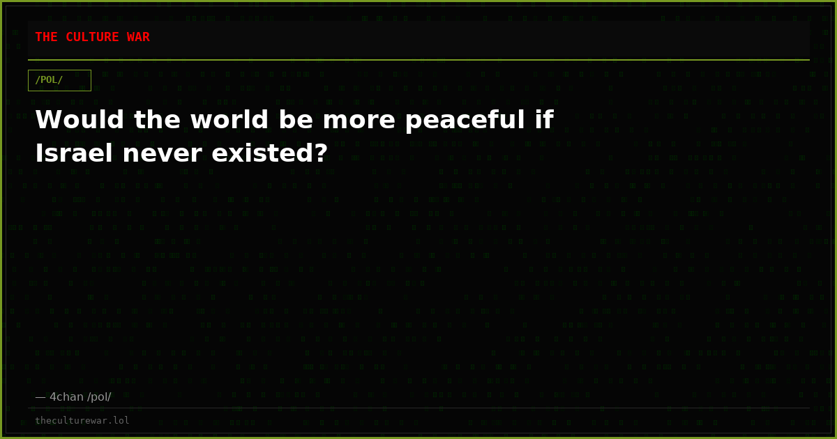 Would the world be more peaceful if Israel never existed?