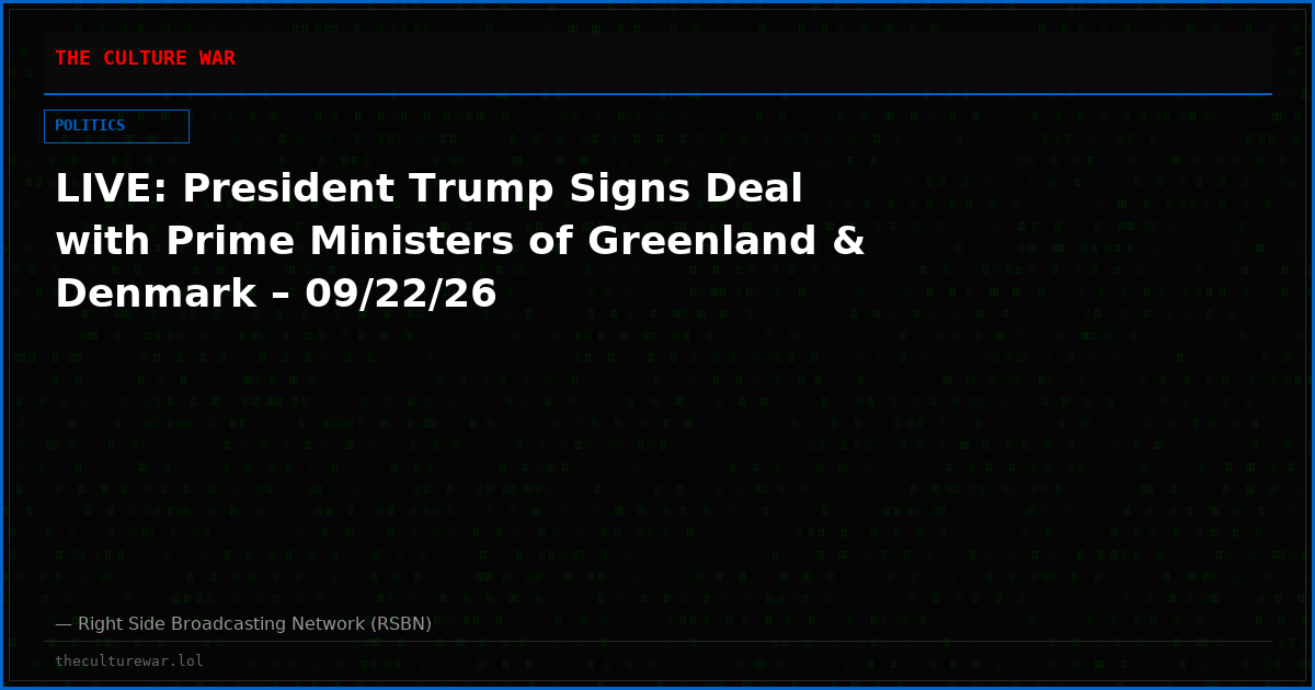 LIVE: President Trump Signs Deal with Prime Ministers of Greenland & Denmark – 09/22/26