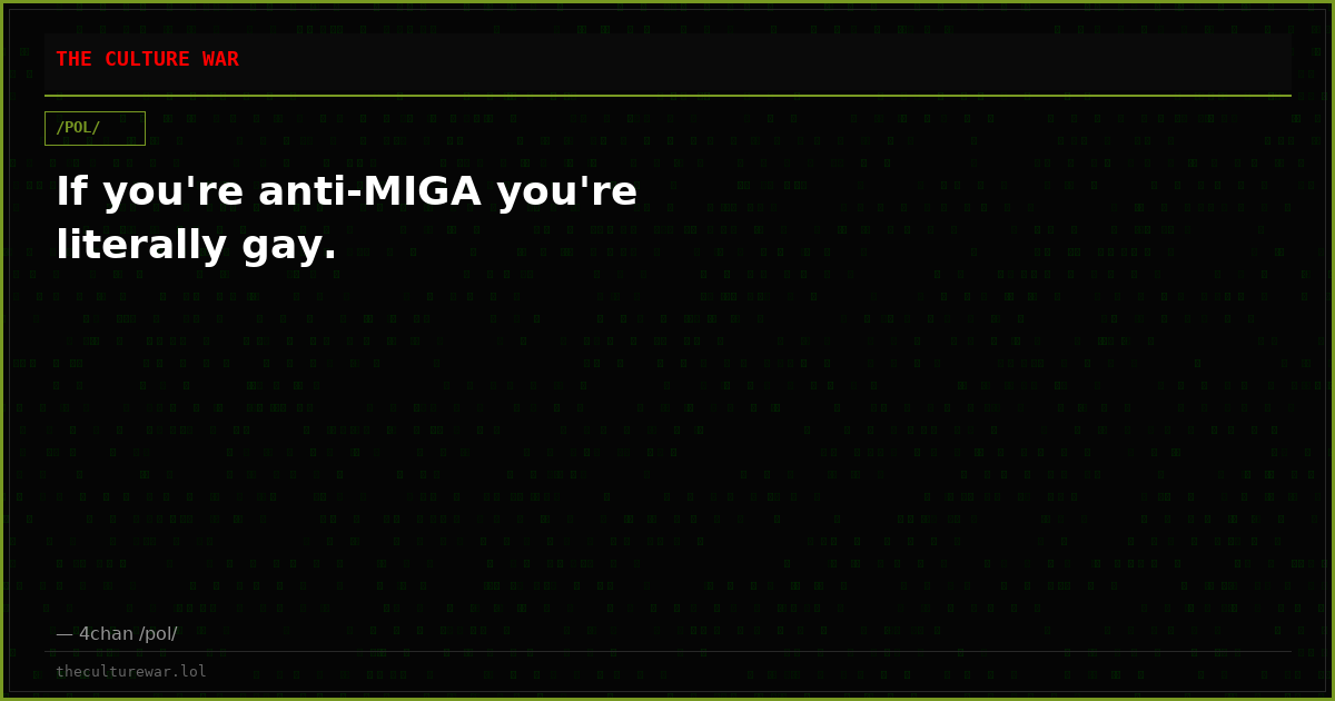 If you're anti-MIGA you're literally gay.