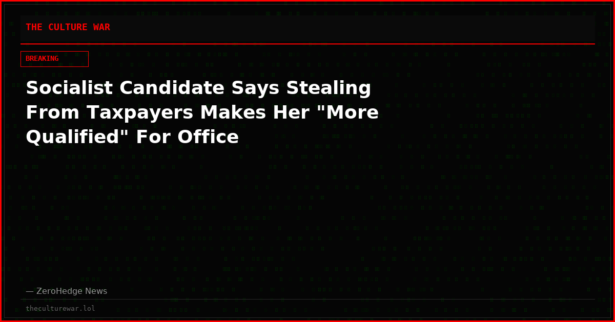 Socialist Candidate Says Stealing From Taxpayers Makes Her "More Qualified" For Office