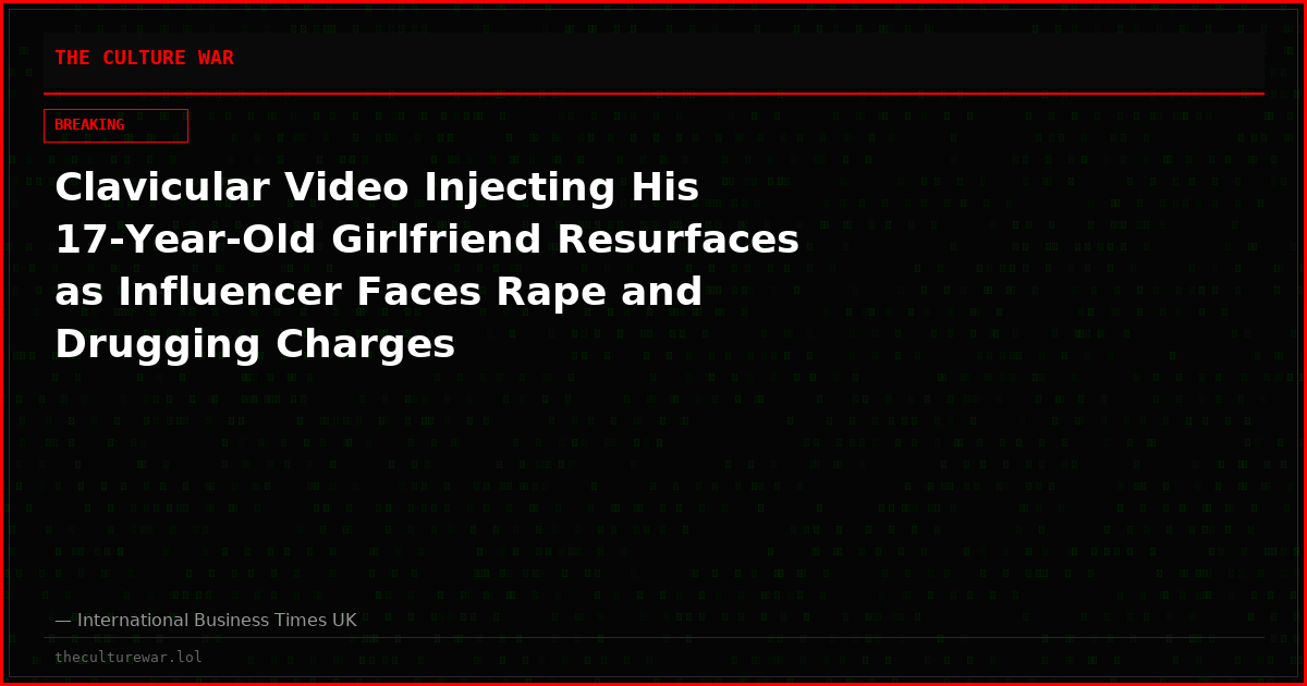 Clavicular Video Injecting His 17-Year-Old Girlfriend Resurfaces as Influencer Faces Rape and Drugging Charges