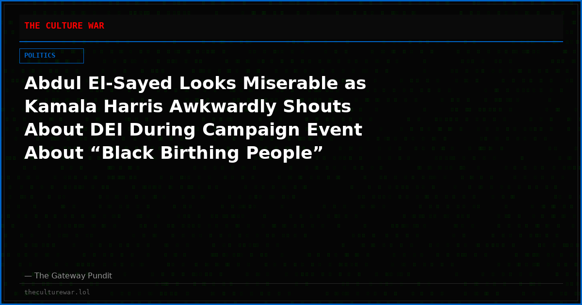 Abdul El-Sayed Looks Miserable as Kamala Harris Awkwardly Shouts About DEI During Campaign Event About “Black Birthing People” (VIDEO)