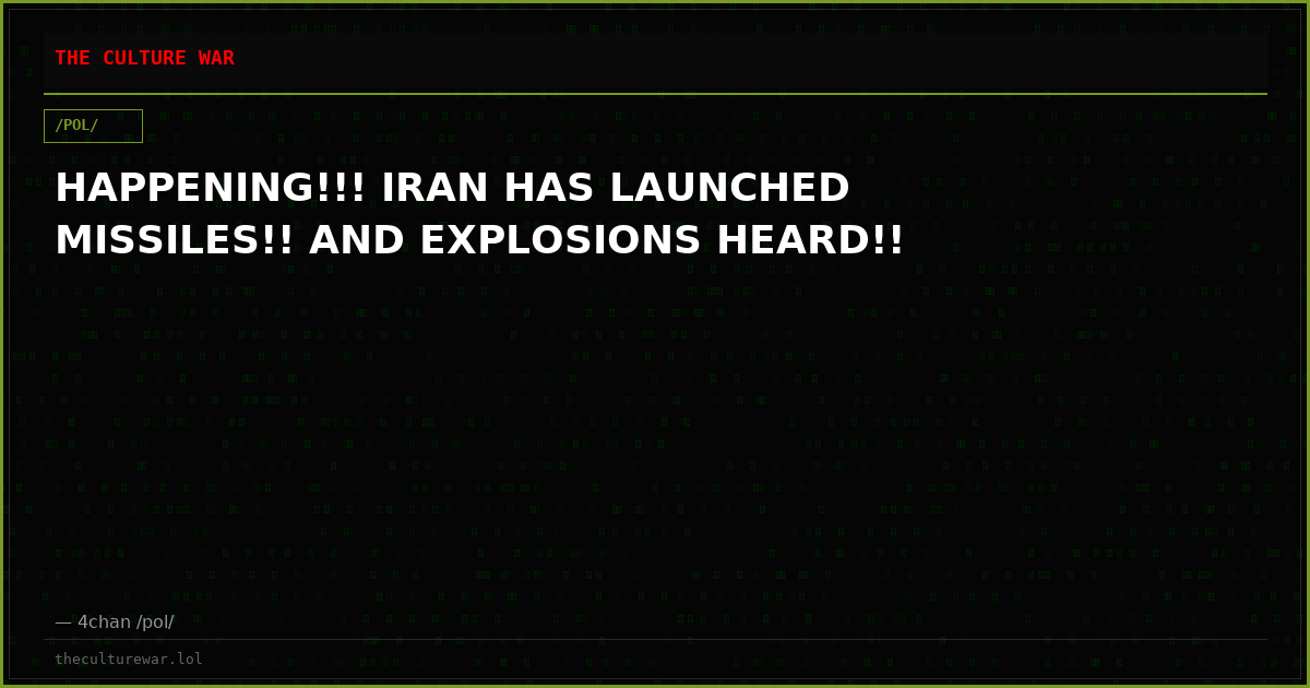 HAPPENING!!! IRAN HAS LAUNCHED MISSILES!! AND EXPLOSIONS HEARD!!