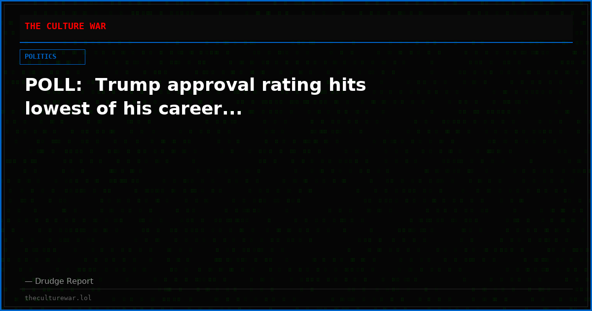 POLL:  Trump approval rating hits lowest of his career...