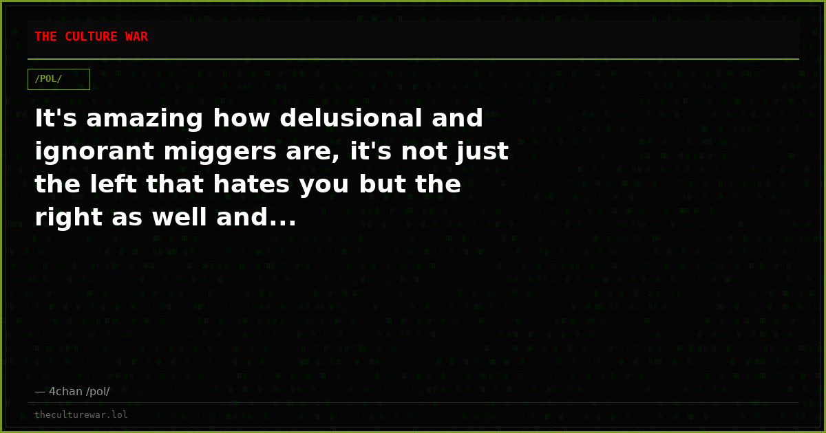 It's amazing how delusional and ignorant miggers are, it's not just the left that hates you but the right as well and...