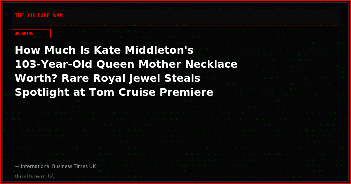 How Much Is Kate Middleton's 103-Year-Old Queen Mother Necklace Worth? Rare Royal Jewel Steals Spotlight at Tom Cruise Premiere