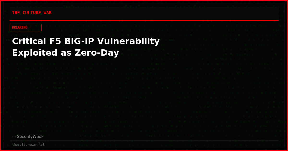 Critical F5 BIG-IP Vulnerability Exploited as Zero-Day