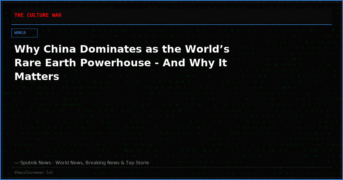 Why China Dominates as the World’s Rare Earth Powerhouse - And Why It Matters