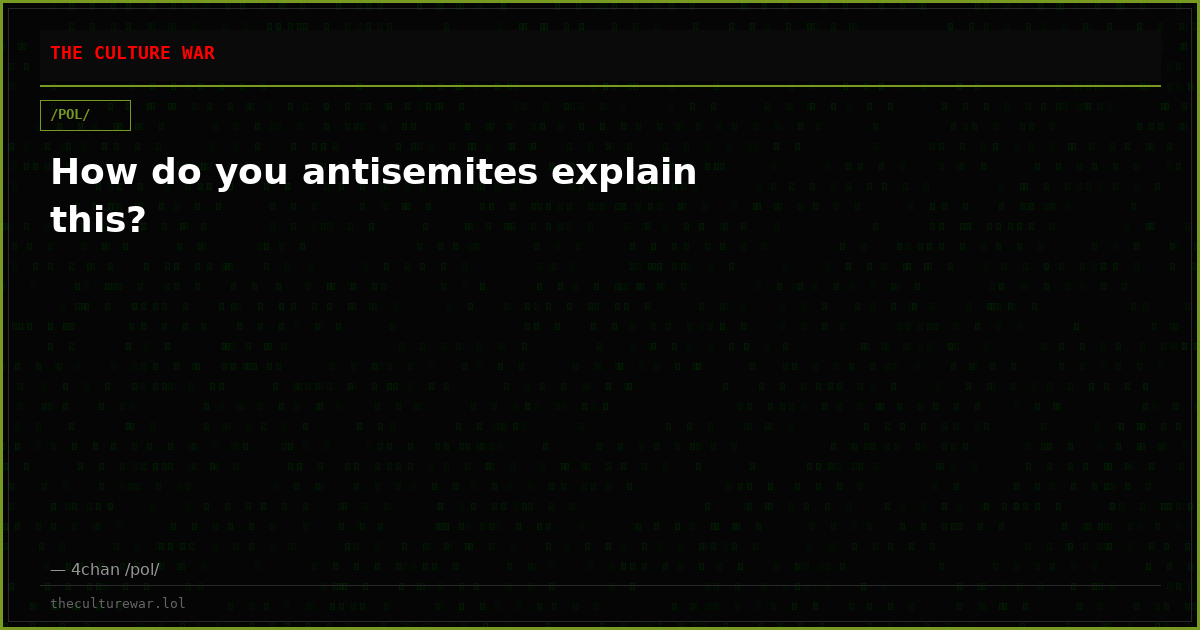 How do you antisemites explain this?