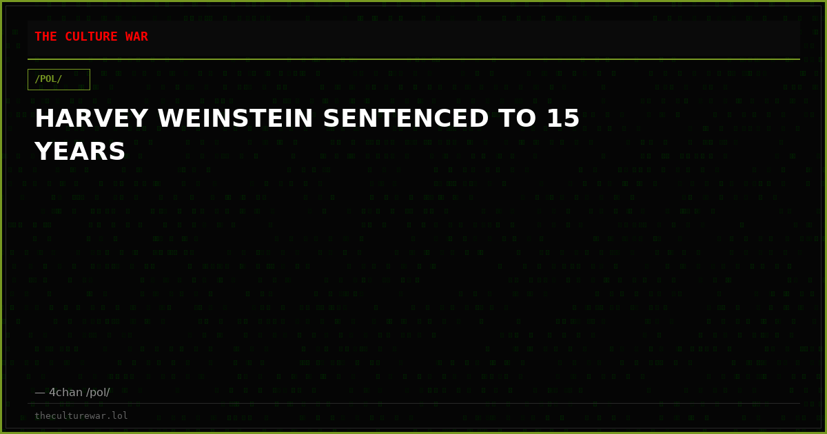 HARVEY WEINSTEIN SENTENCED TO 15 YEARS