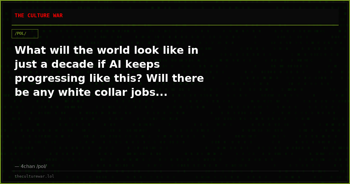 What will the world look like in just a decade if AI keeps progressing like this? Will there be any white collar jobs...