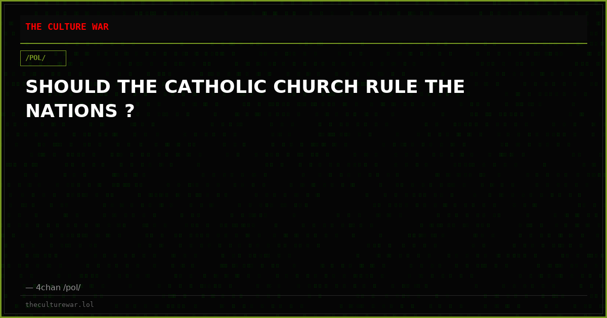SHOULD THE CATHOLIC CHURCH RULE THE NATIONS ?