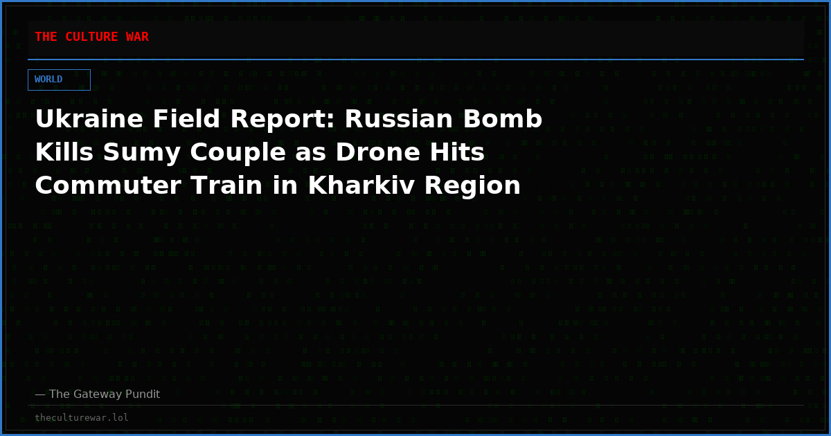 Ukraine Field Report: Russian Bomb Kills Sumy Couple as Drone Hits Commuter Train in Kharkiv Region
