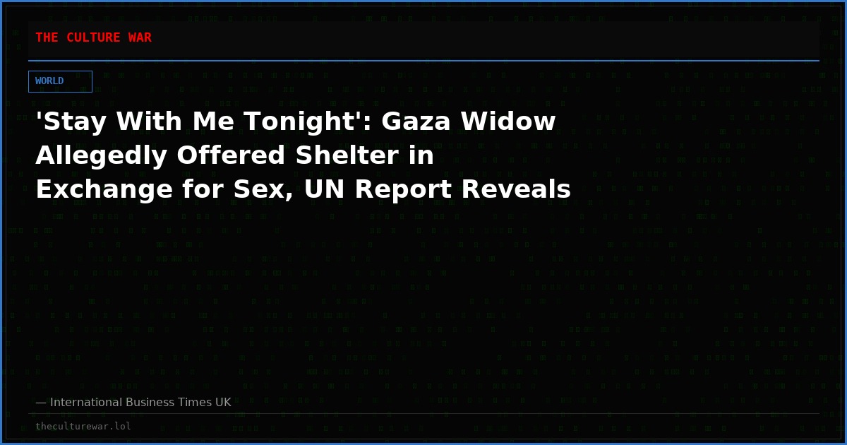'Stay With Me Tonight': Gaza Widow Allegedly Offered Shelter in Exchange for Sex, UN Report Reveals