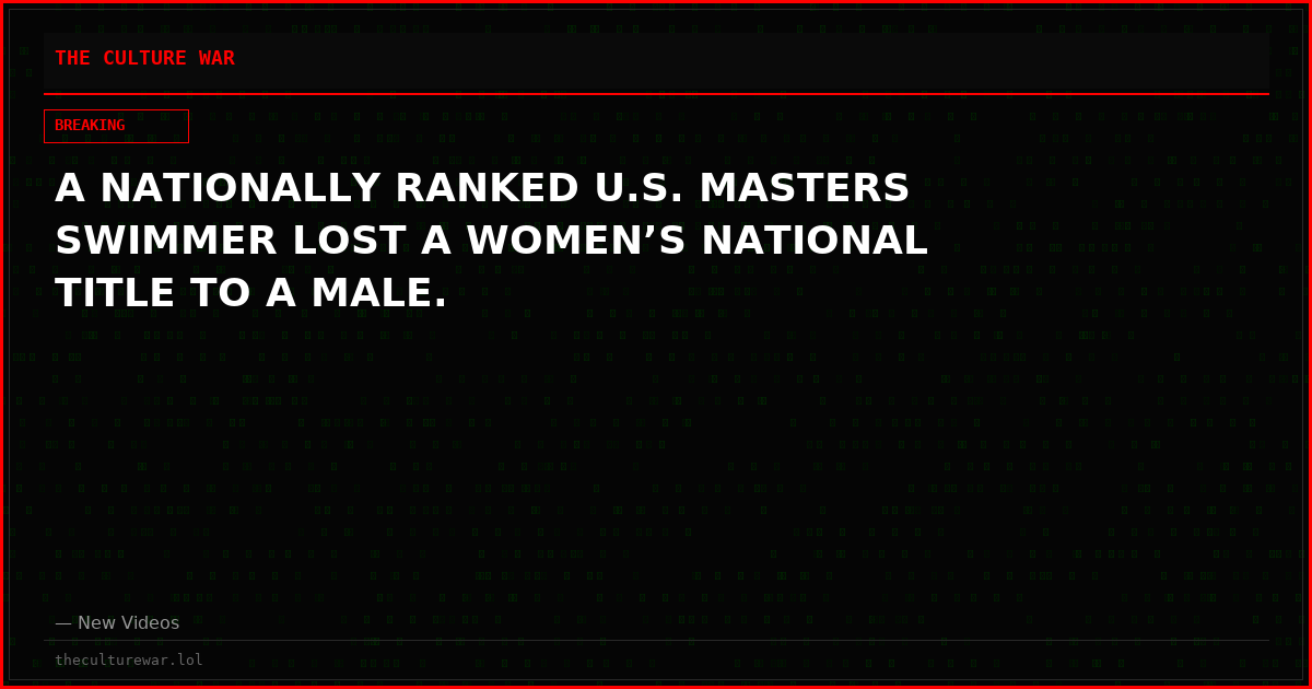 A NATIONALLY RANKED U.S. MASTERS SWIMMER LOST A WOMEN’S NATIONAL TITLE TO A MALE.