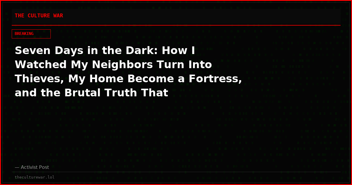 Seven Days in the Dark: How I Watched My Neighbors Turn Into Thieves, My Home Become a Fortress, and the Brutal Truth That People—Not the Power Outage—Are Your Real Survival Crisis When the Lights Go Out for More Than a Week
