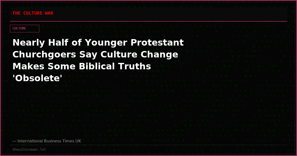 Nearly Half of Younger Protestant Churchgoers Say Culture Change Makes Some Biblical Truths 'Obsolete'