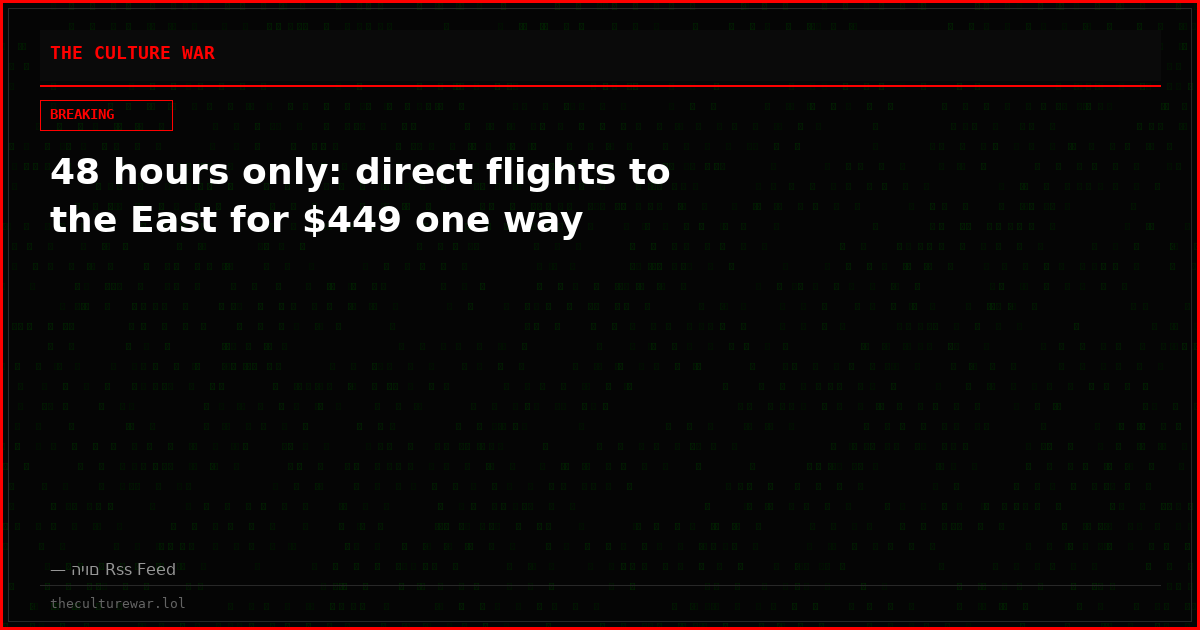 48 hours only: direct flights to the East for $449 one way