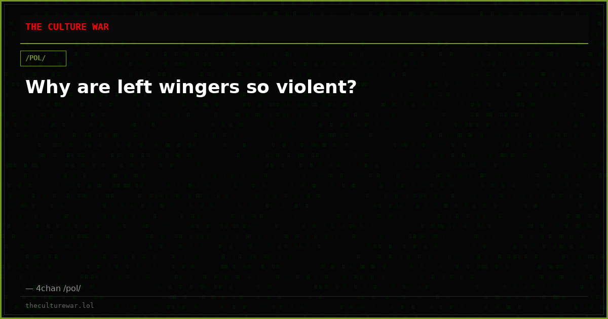 Why are left wingers so violent?