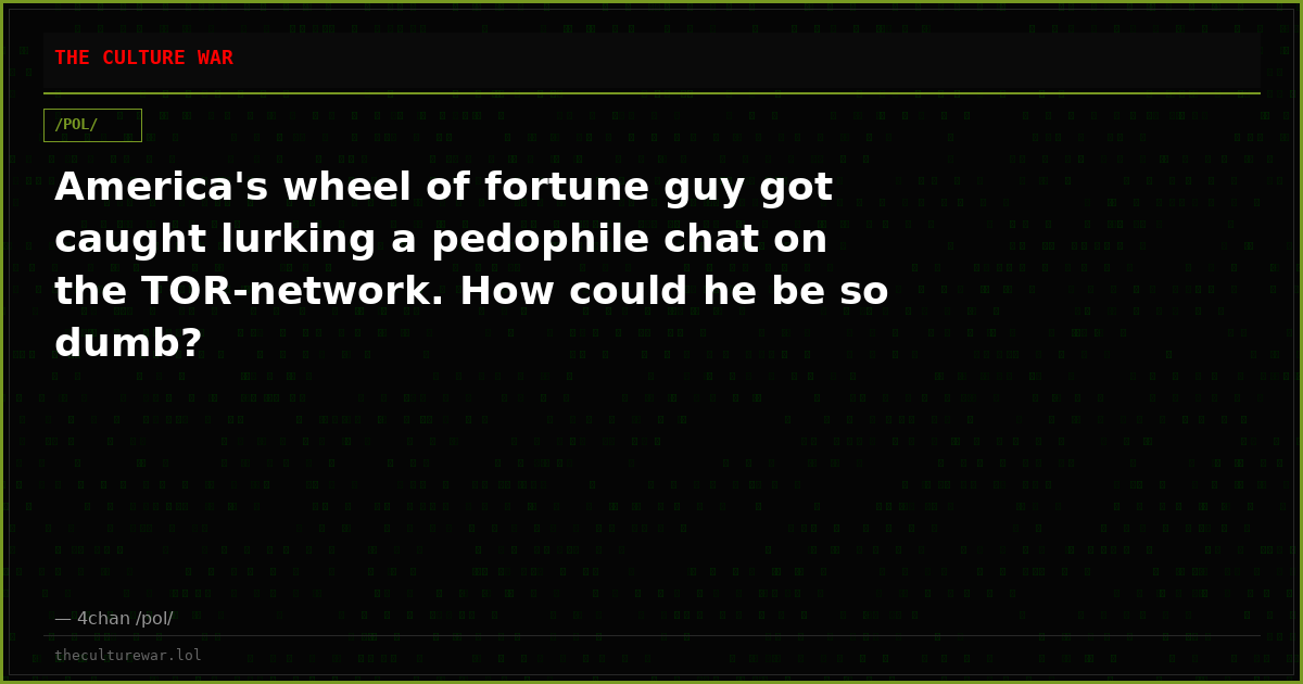 America's wheel of fortune guy got caught lurking a pedophile chat on the TOR-network. How could he be so dumb?