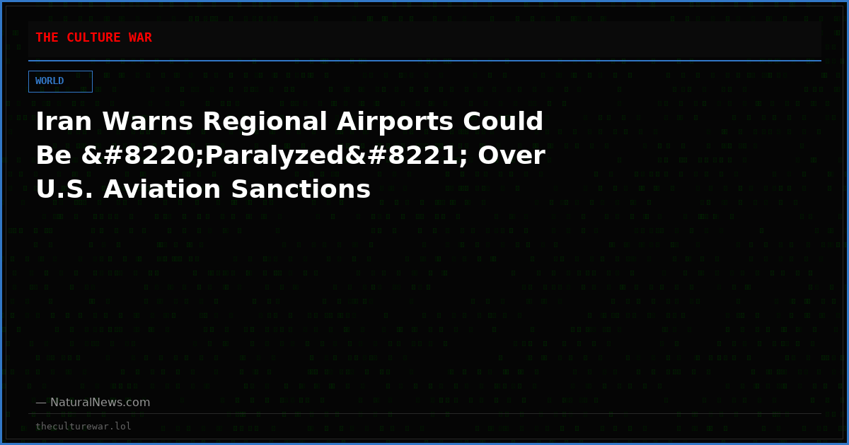 Iran Warns Regional Airports Could Be “Paralyzed” Over U.S. Aviation Sanctions