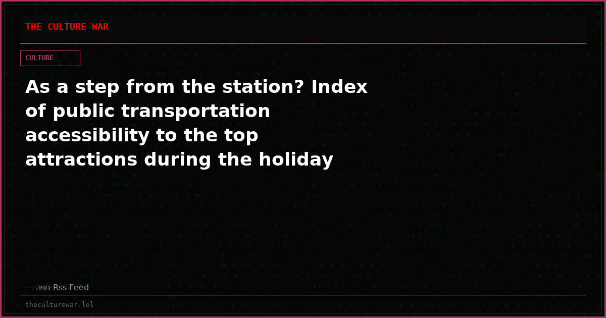 As a step from the station? Index of public transportation accessibility to the top attractions during the holiday