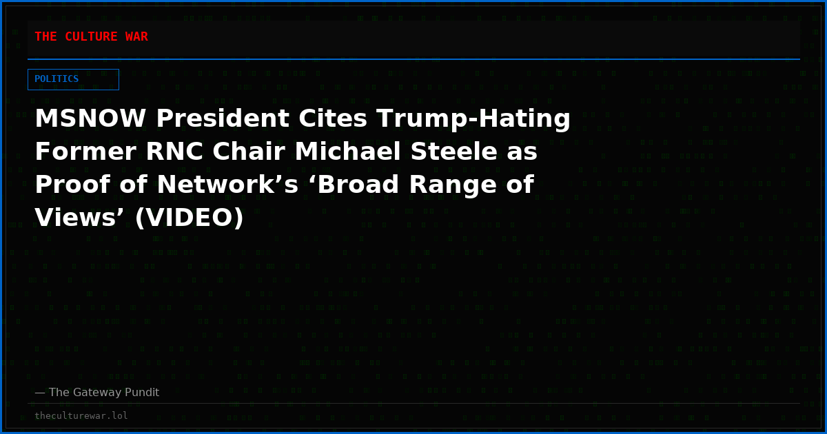 MSNOW President Cites Trump-Hating Former RNC Chair Michael Steele as Proof of Network’s ‘Broad Range of Views’ (VIDEO)