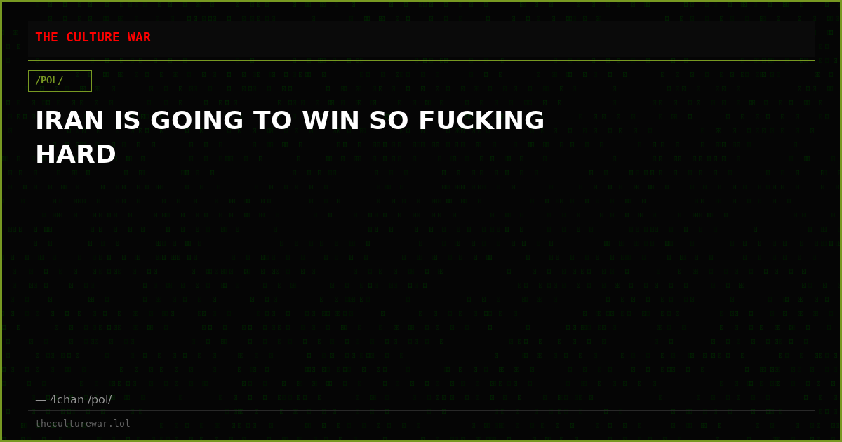 IRAN IS GOING TO WIN SO FUCKING HARD