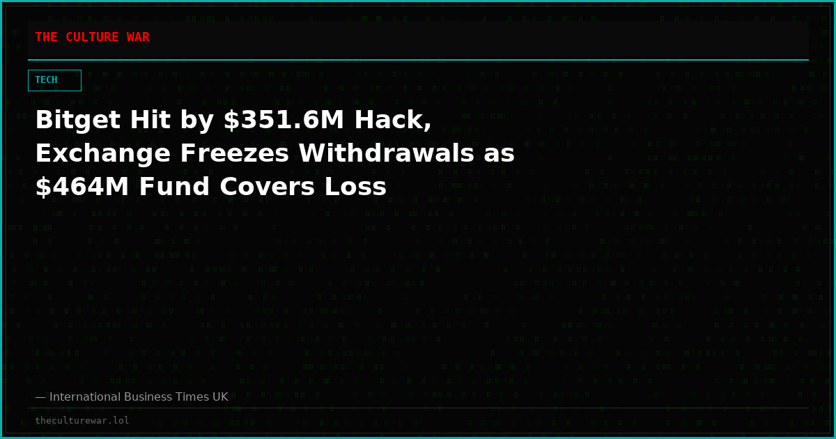 Bitget Hit by $351.6M Hack, Exchange Freezes Withdrawals as $464M Fund Covers Loss