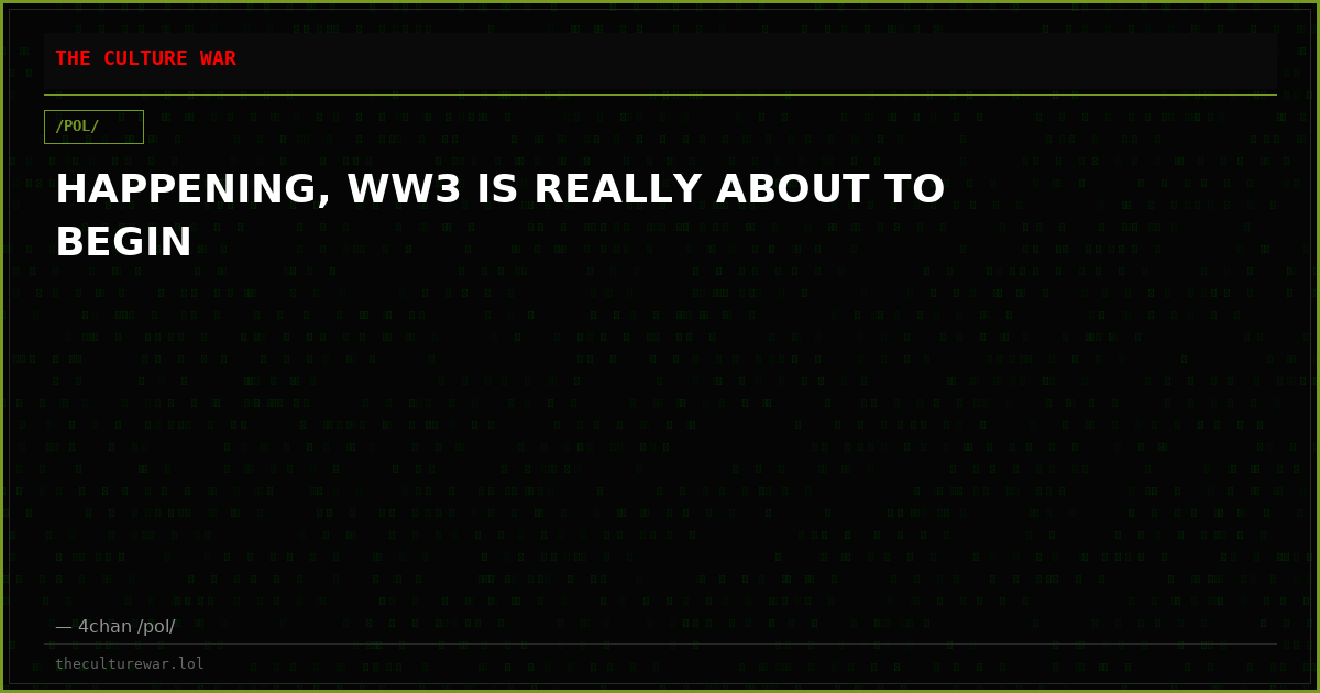 HAPPENING, WW3 IS REALLY ABOUT TO BEGIN