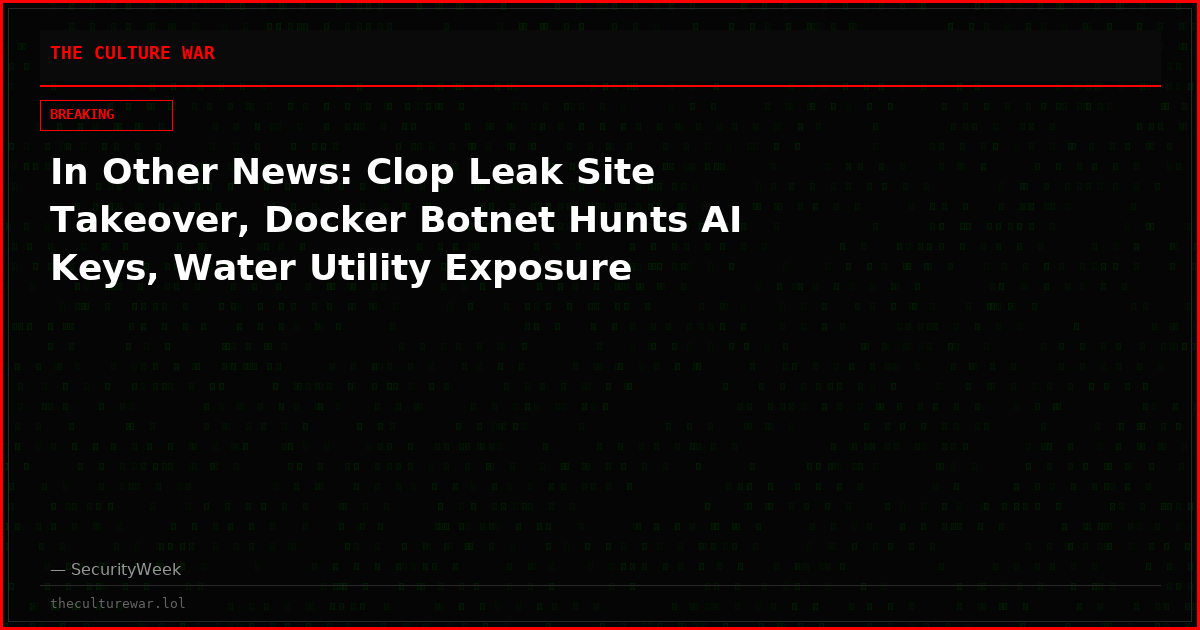 In Other News: Clop Leak Site Takeover, Docker Botnet Hunts AI Keys, Water Utility Exposure