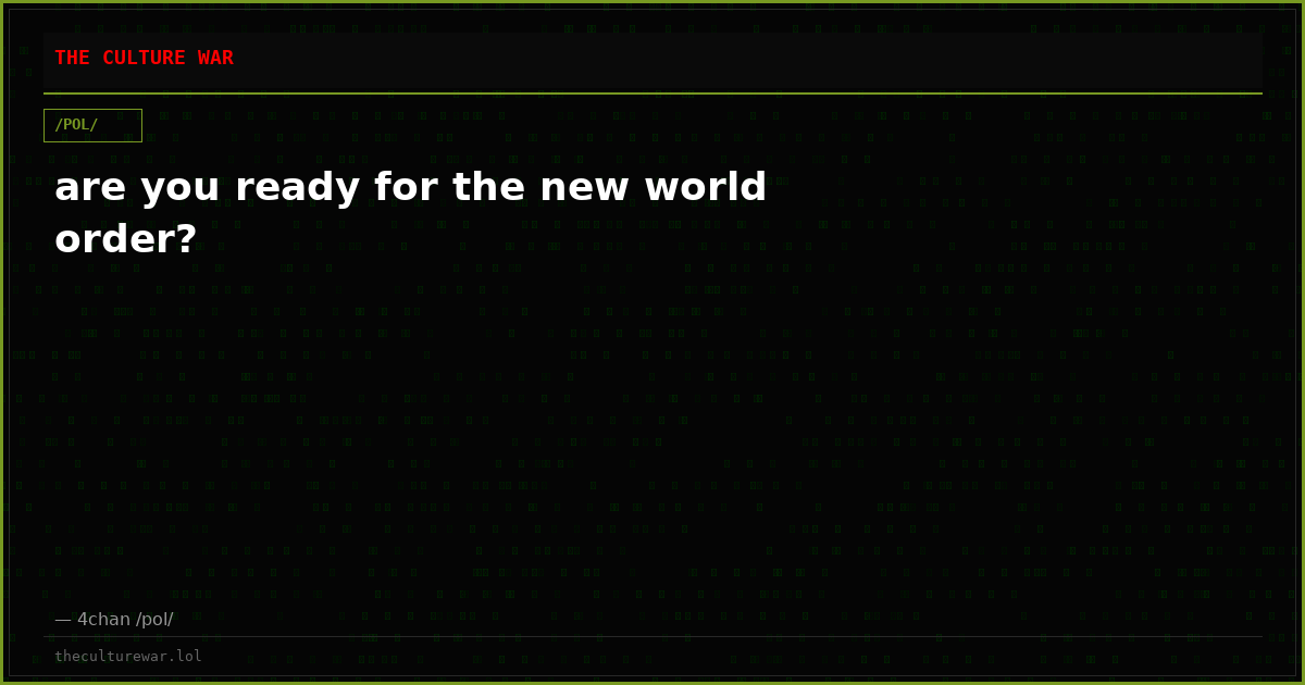 are you ready for the new world order?