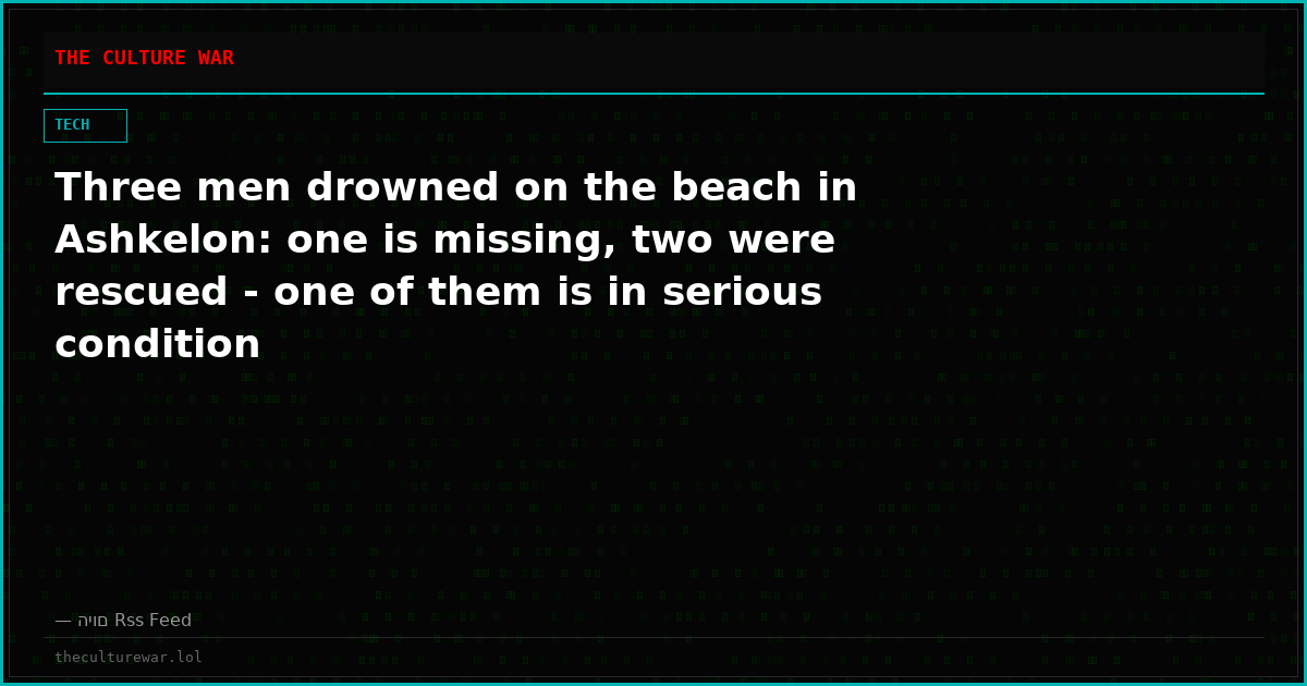 Three men drowned on the beach in Ashkelon: one is missing, two were rescued - one of them is in serious condition