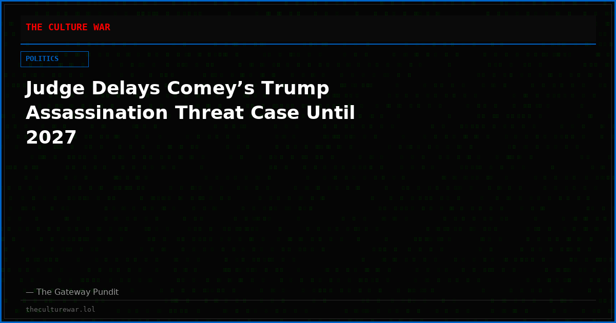 Judge Delays Comey’s Trump Assassination Threat Case Until 2027