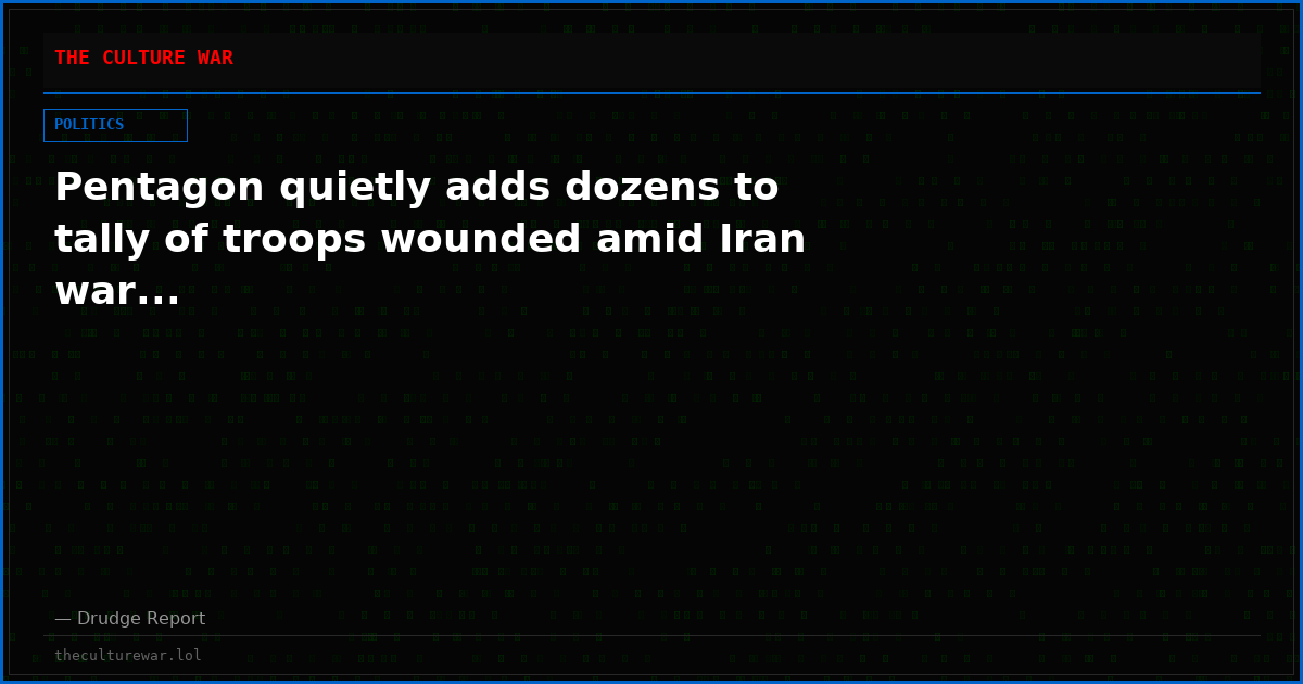 Pentagon quietly adds dozens to tally of troops wounded amid Iran war...